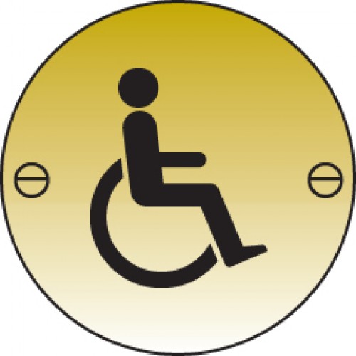 Disabled Symbol 76mm Dia Brass Sign