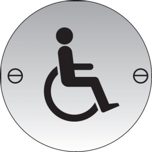 Disabled Symbol 76mm Dia Stainless Steel Sign