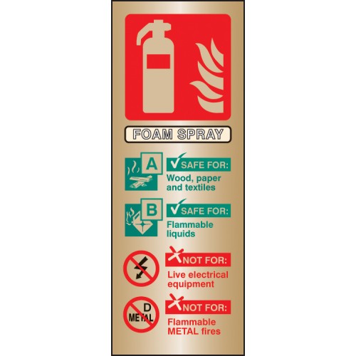 Foam Spray Extinguisher Identification Brass 75x200mm