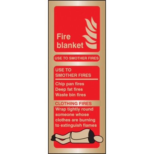 Fire Blanket Identification Brass 75x200mm