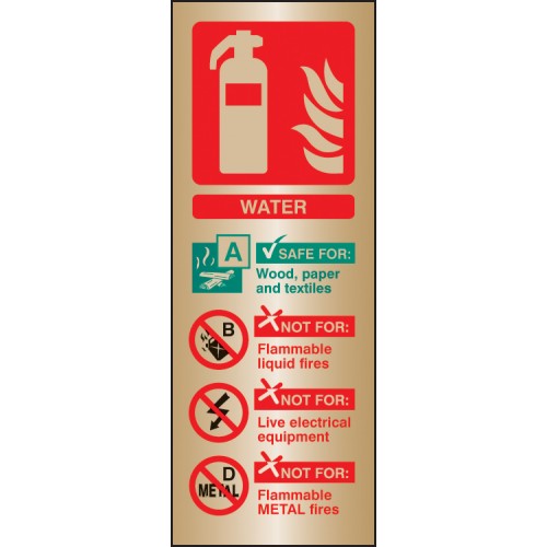 Water Extinguisher Identification Brass 75x200mm