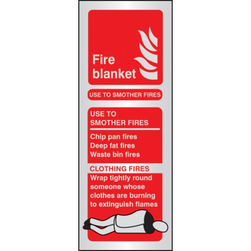 Fire Blanket Identification Aluminium 75x200mm