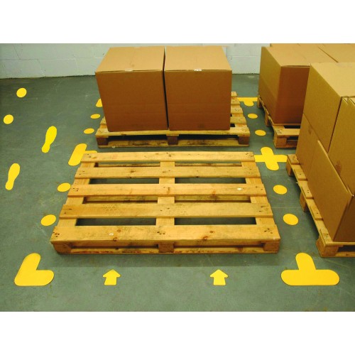 Floor Signal Markers  Feet 300x100mm (5 Right, 5 Left)   (Pack Of 10) - Yellow