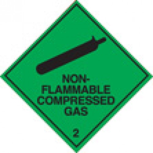 100 S/A Labels 100x100mm Non-flammable Compressed Gas 2