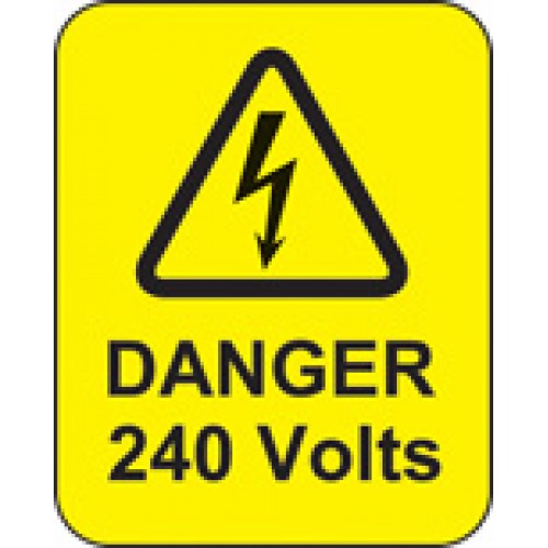 Danger 240 Volts Roll Of 100 Labels 40x50mm