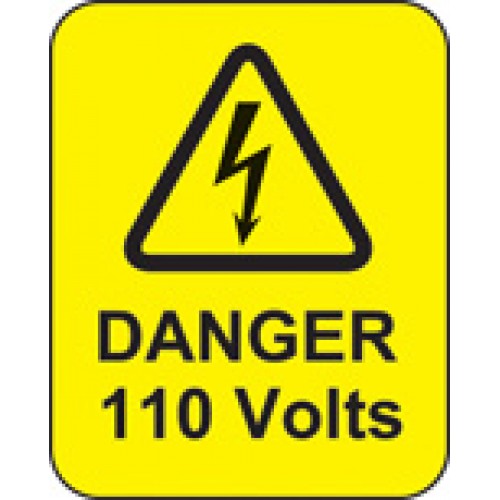 Danger 110 Volts Roll Of 100 Labels 40x50mm