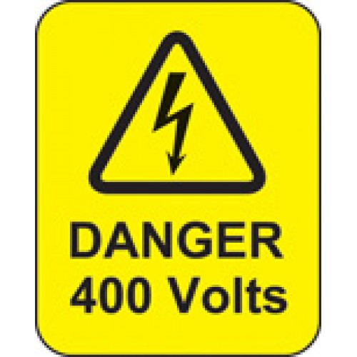 Danger 400 Volts Roll Of 100 Labels 40x50mm