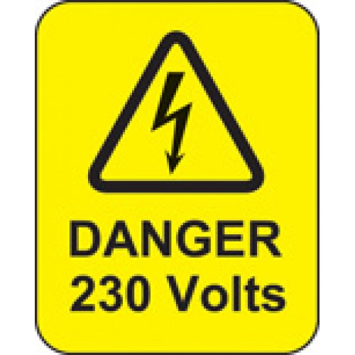 Danger 230 Volts Roll Of 100 Labels 40x50mm