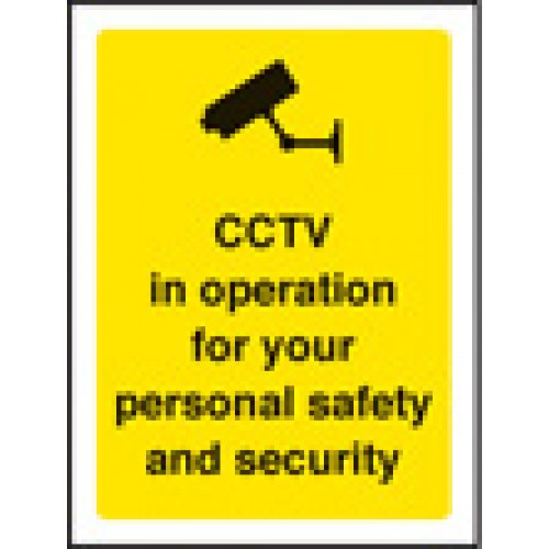 CCTV In Operation For Your Safety 75x100mm Sav On Face