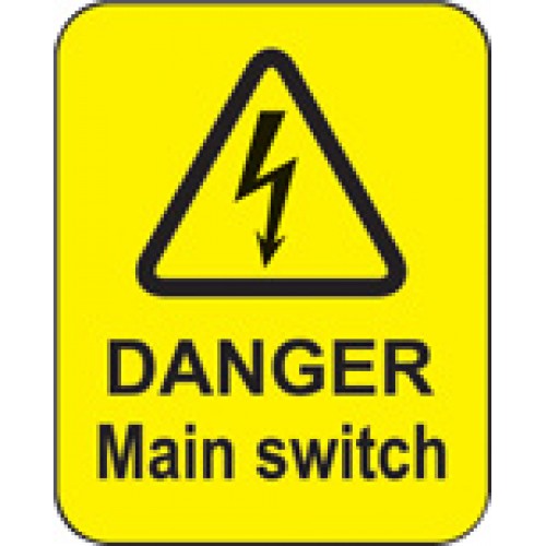 Danger Main Switch Roll Of 100 Labels 40x50mm