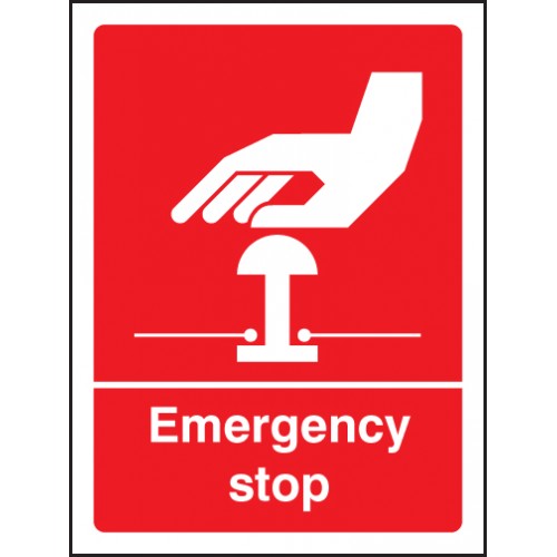 Emergency Stop (white/red) | 100x75mm |  Rigid Plastic