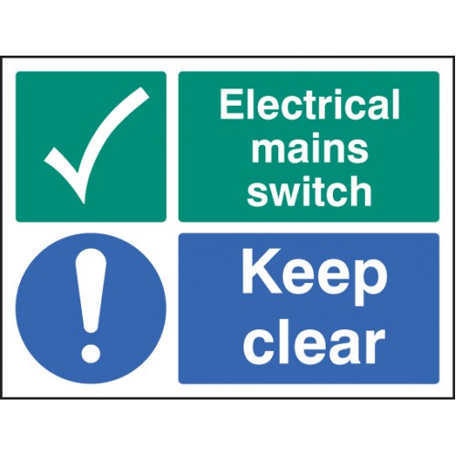 Electrical Mains Switch Keep Clear | 400x300mm |  Self Adhesive Vinyl