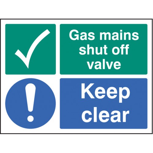 Gas Mains Shut Off Valve Keep Clear Self Adhesive Vinyl 150x200mm