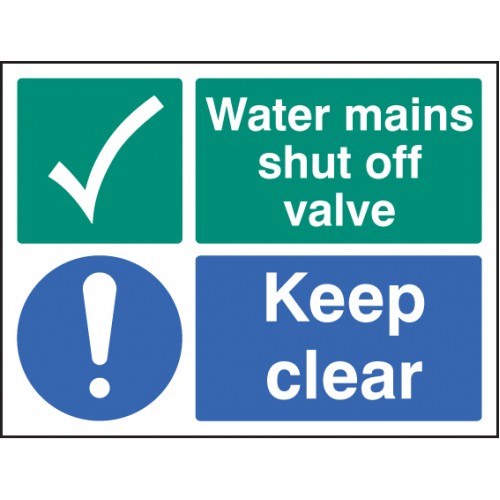 Water Mains Shut Off Valve Keep Clear Self Adhesive Vinyl 200x300mm