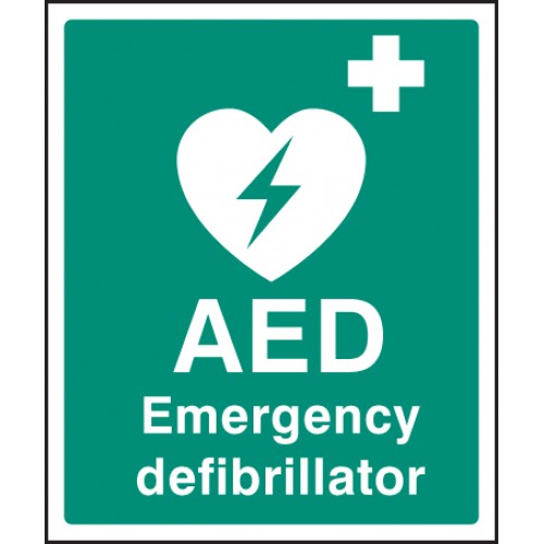 AED Emergency Defibrillator Self Adhesive Vinyl 300x100mm