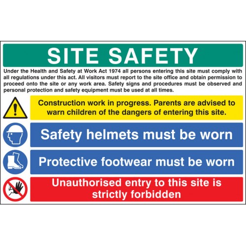 Site Safety - H&S Act | 900x600mm |  Rigid Plastic