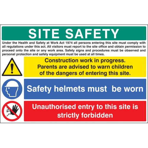 Site Safety - Construction Work In Progress | 900x600mm |  Rigid Plastic
