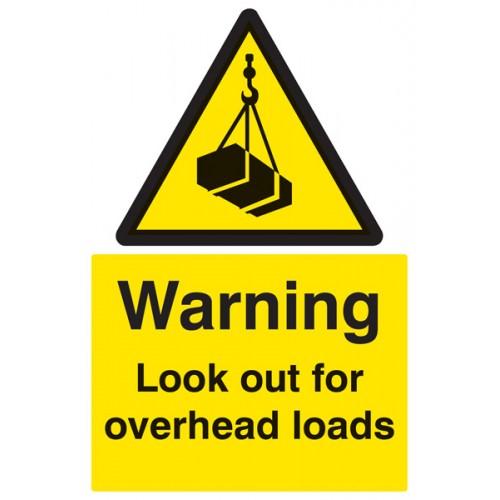 Warning Look Out For Overhead Loads | 600x400mm |  Rigid Plastic