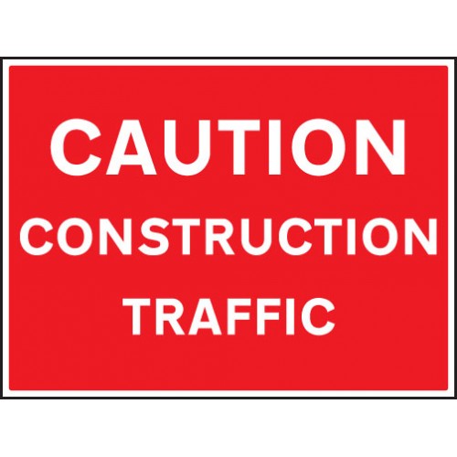 Caution Construction Traffic | 600x450mm |  Rigid Plastic