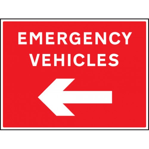 Emergency Vehicles Arrow Left | 600x450mm |  Rigid Plastic