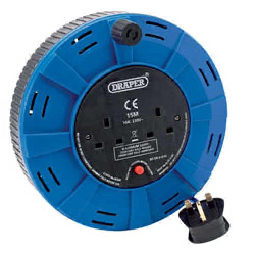 DRAPER 15M 230V Twin Extension Cable Reel