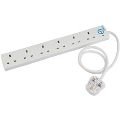 DRAPER 6 Way 0.75 Metre Surge Protected Extension Lead