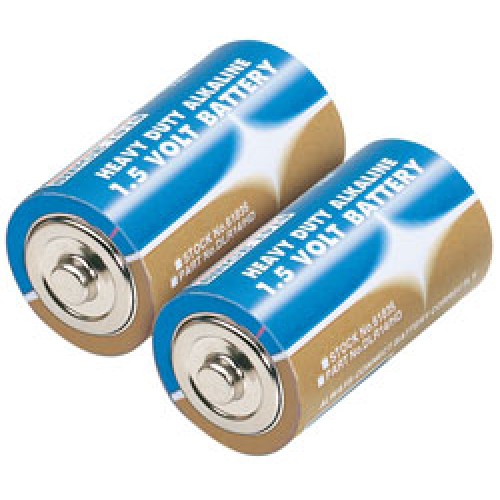 2 Heavy Duty C Size Alkaline Batteries