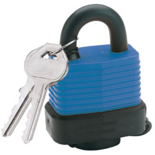 45mm Laminated Steel Padlock and 2 Keys with Hardened Steel Shackle and Bumper