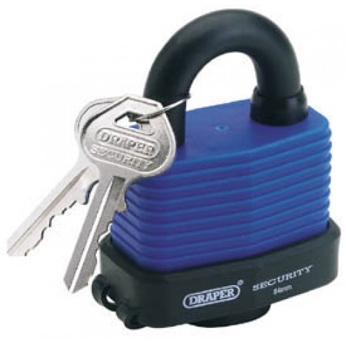 54mm Laminated Steel Padlock and 2 Keys with Hardened Steel Shackle and Bumper