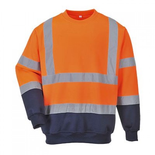 Hi-Vis 2-Tone Sweatshirt | Orange/Navy