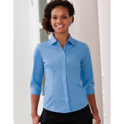 Ladies 3/4 Sleeve Poplin Shirt | BLACK | XXXX
