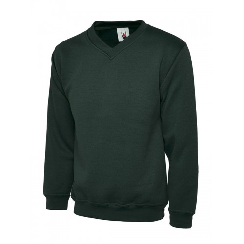 Suresafe Classic V-neck Sweatshirt | Bottle Green | SMALL